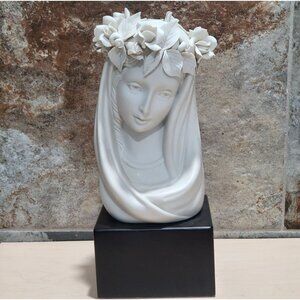 Vintage Cybis Porcelain Figurine Madonna Queen of Angels Wood Base Signed